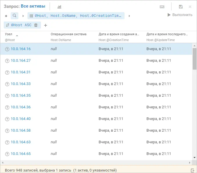 Таблица с данными