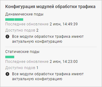 Окно состояния применения конфигурации