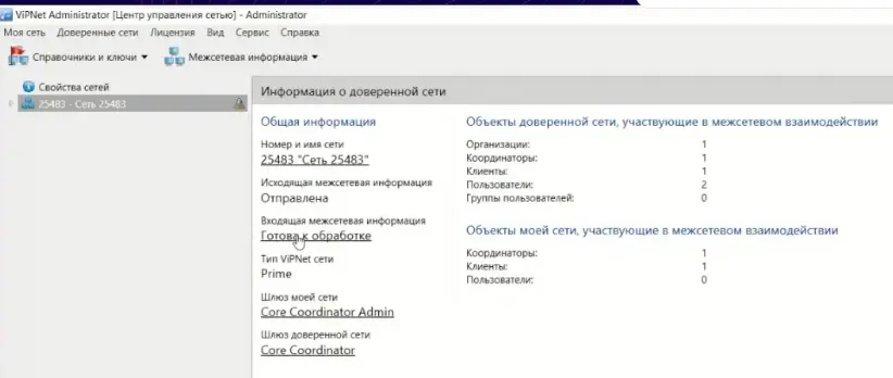 Информация о доверенной сети