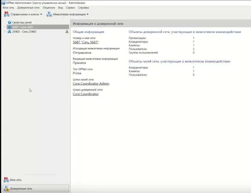 Информация о доверенной сети