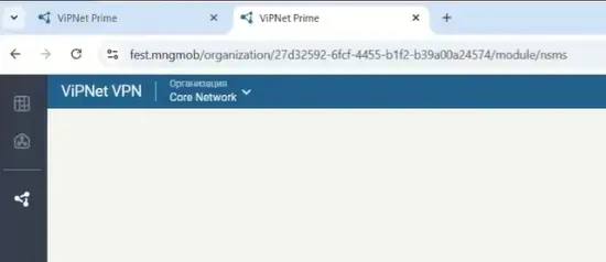 Отображение сегмента сети Core Network в интерфейсе ViPNet Prime