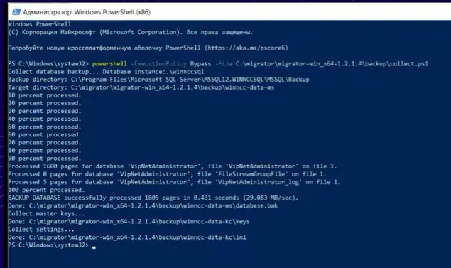 Запущена команда для сбора данных в Windows PowerShell и созданы две директории