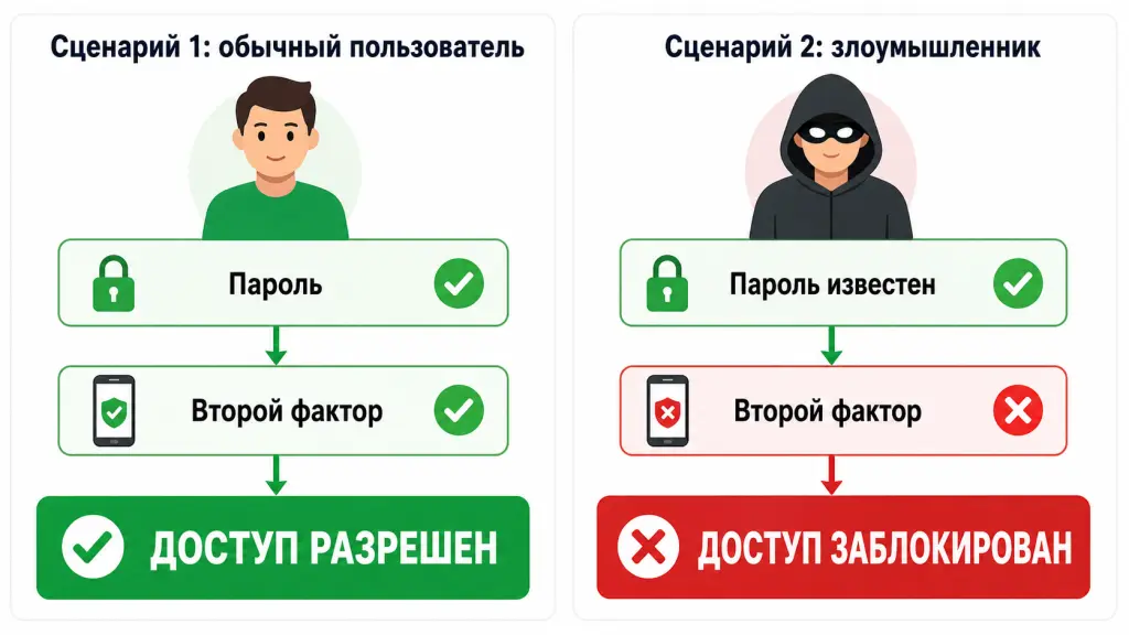 Схема защиты аккаунта с 2FA